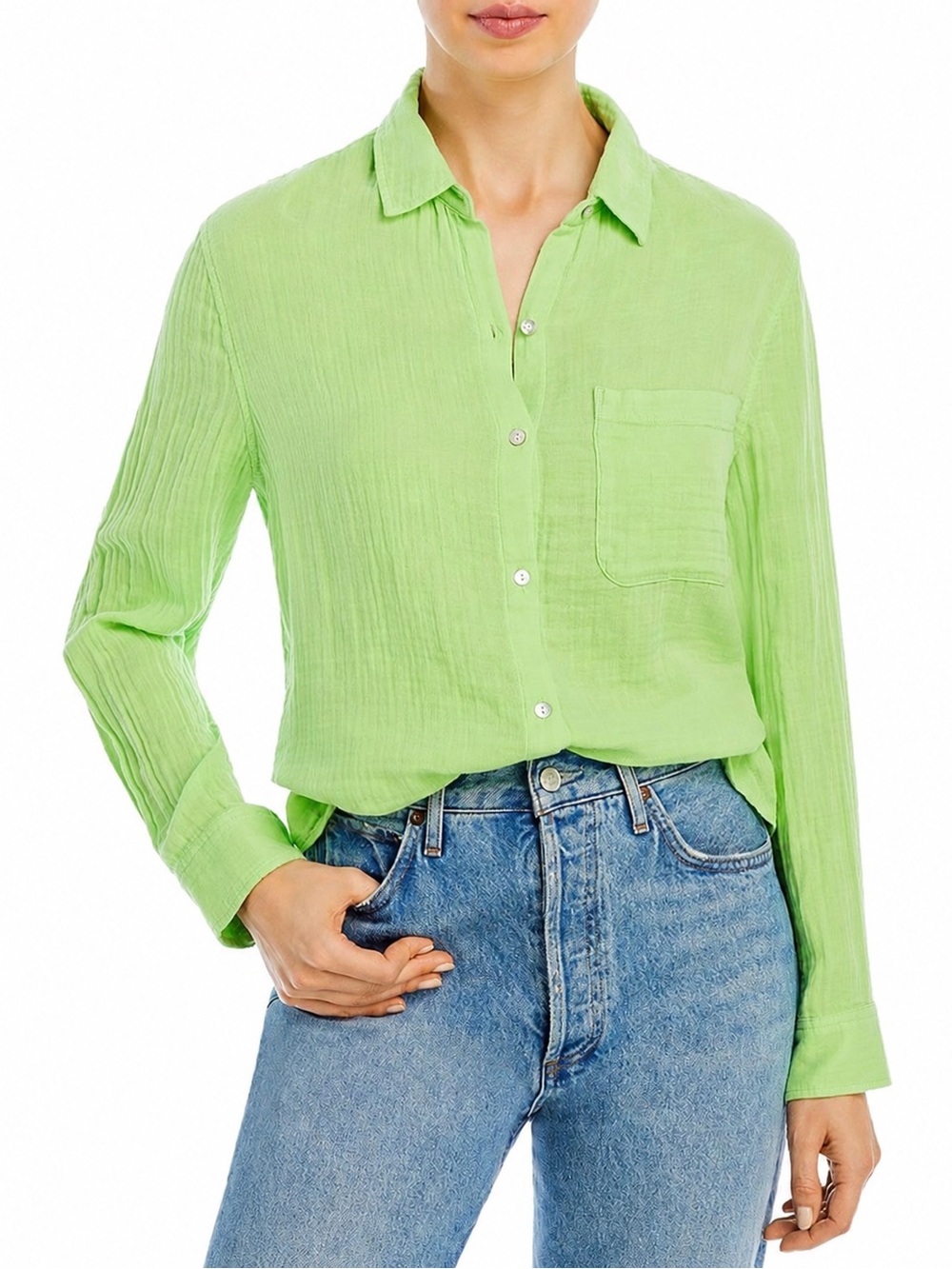 Rails Bright Lime Green Button-Down Women’s Shirt Size Small